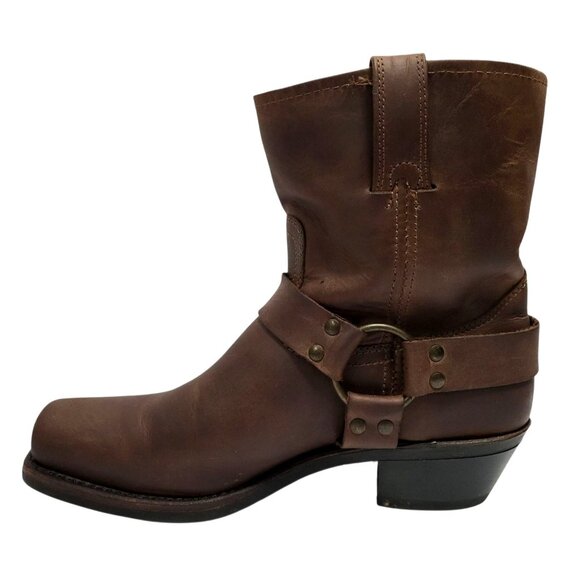 FRYE 8R Harness Short Boot Brown Oiled Leather Western Cowgirl Moto Engineer - Picture 5 of 10